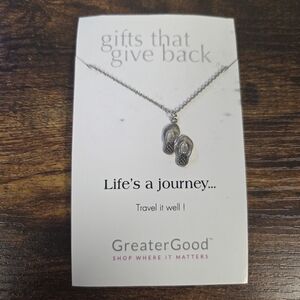 BOGO💖GreaterGood Silvertone Flip Flop Charm Necklace